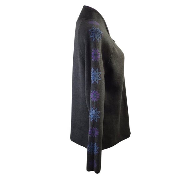 Eddie Bauer Sport Cardigan Sweater Full Zip Snowflake Women's XL Gray Fair Isle - Picture 5 of 9